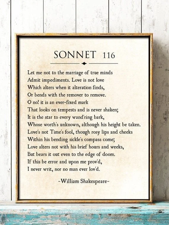 Image représentant le poème en anglais SONNET 116